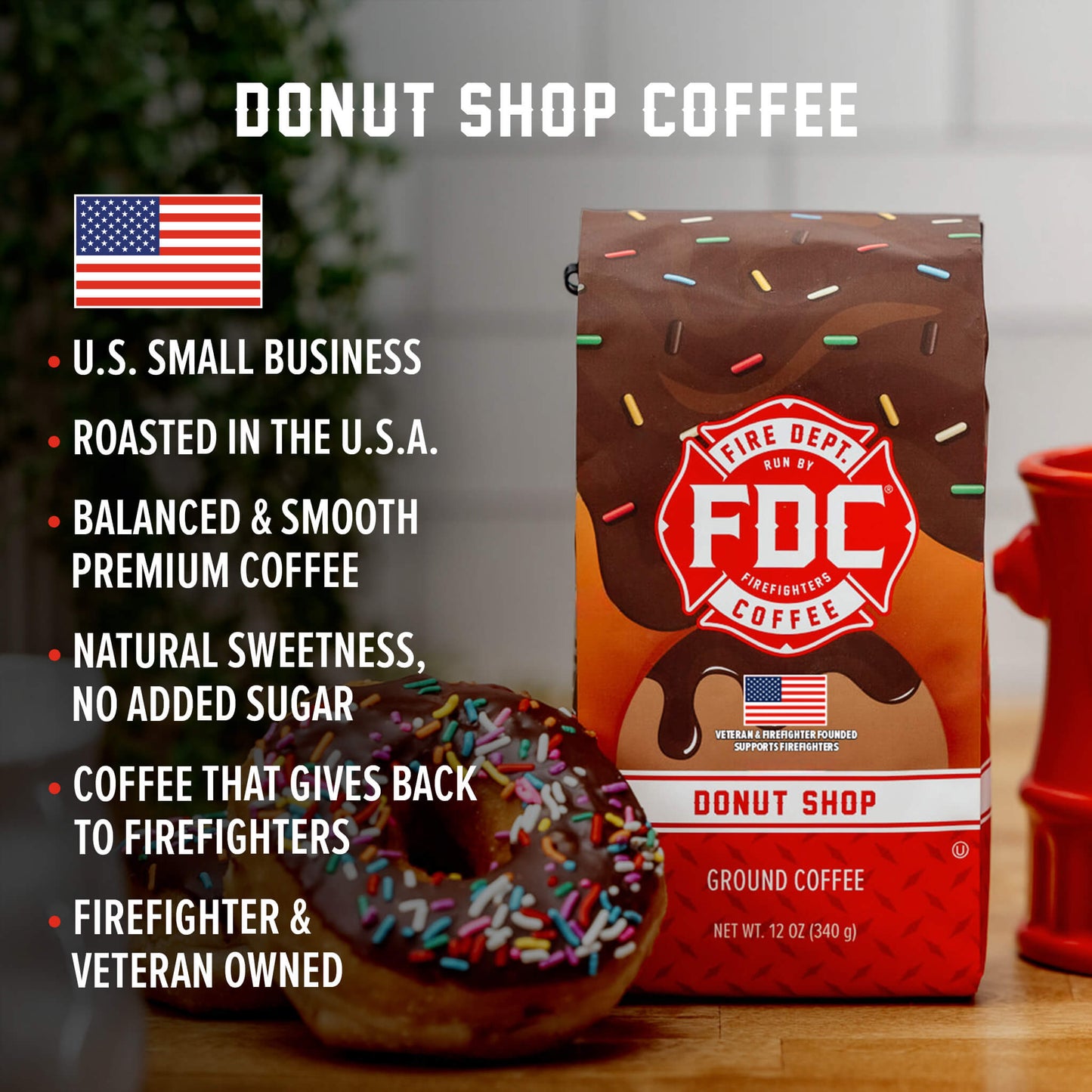 Fire Department Coffee Donut Shop Medium Roast Ground Coffee & Whole Bean Coffee
