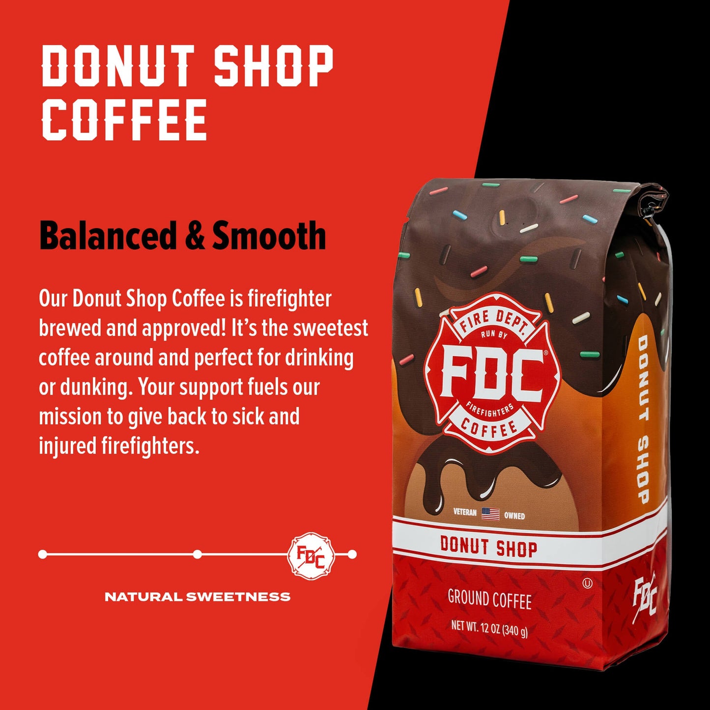 Fire Department Coffee Donut Shop Medium Roast Ground Coffee & Whole Bean Coffee