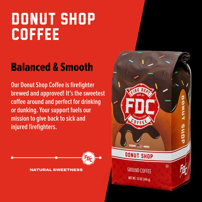 Fire Department Coffee Donut Shop Medium Roast Ground Coffee & Whole Bean Coffee