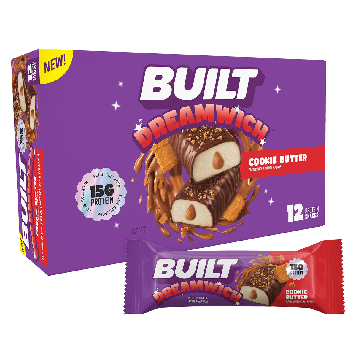 BUILT Dreamwich Cookie Butter Protein Bar (12 Count)