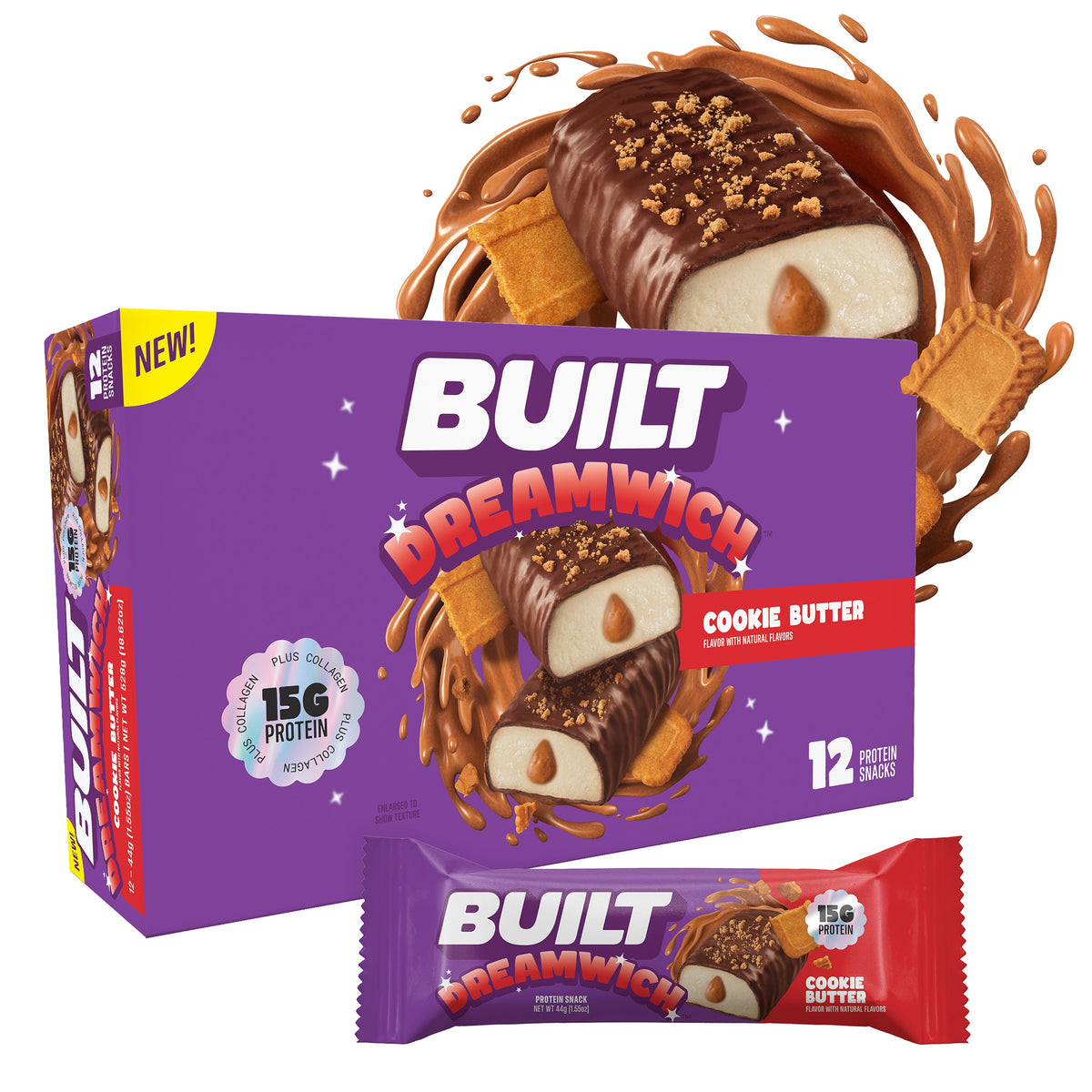 BUILT Dreamwich Cookie Butter Protein Bar (12 Count)