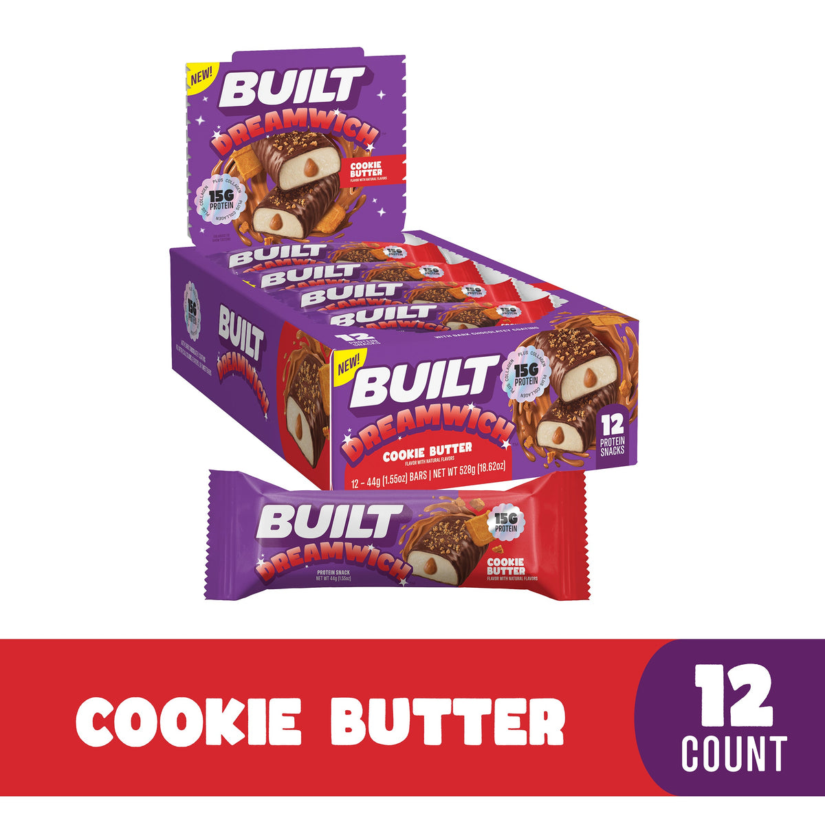 BUILT Dreamwich Cookie Butter Protein Bar (12 Count)