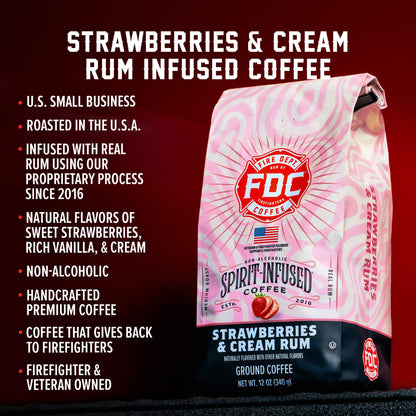 Fire Department Coffee Strawberries & Cream Rum Infused Coffee – Ground & Whole Bean