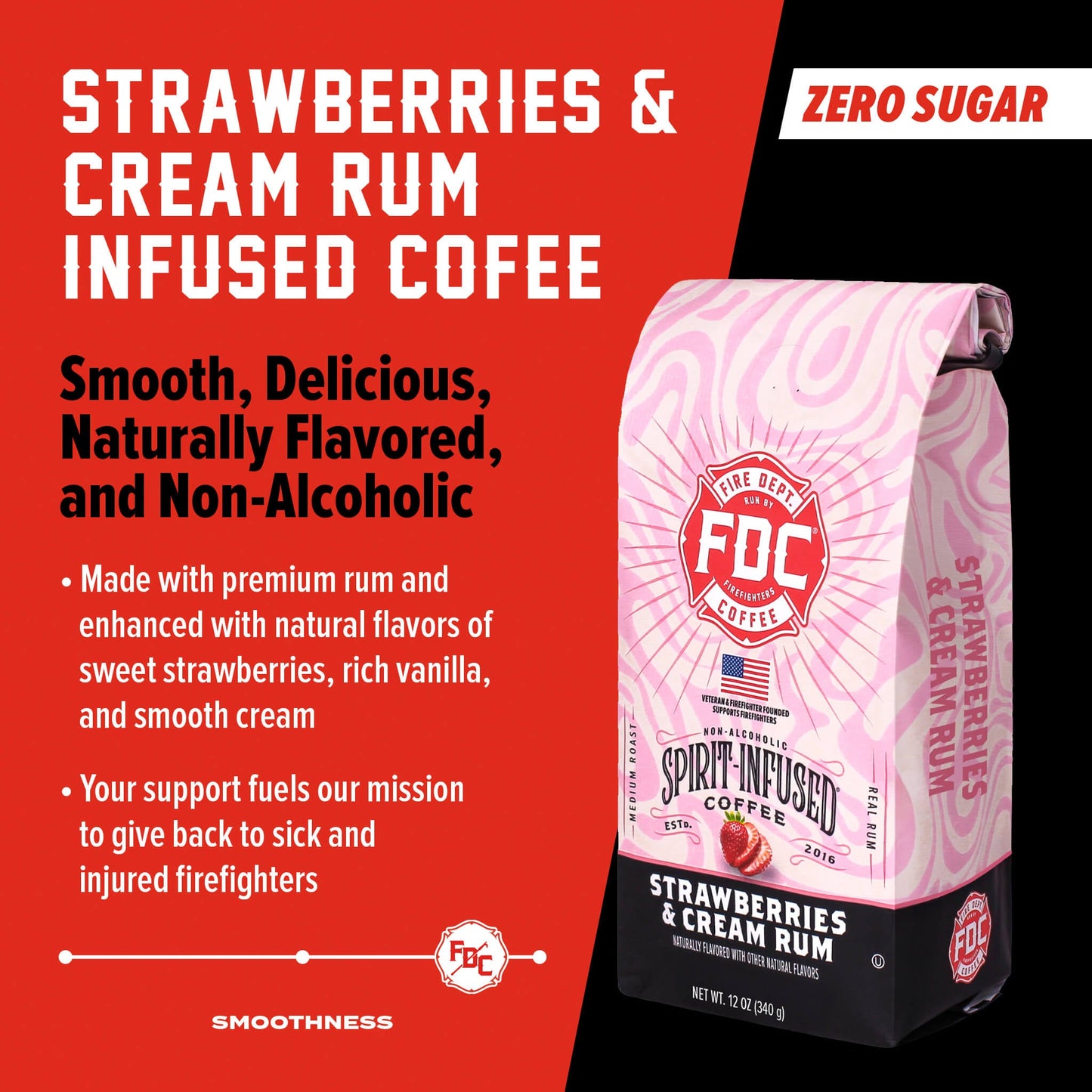 Fire Department Coffee Strawberries & Cream Rum Infused Coffee – Ground & Whole Bean