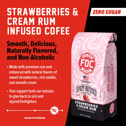 Fire Department Coffee Strawberries & Cream Rum Infused Coffee – Ground & Whole Bean