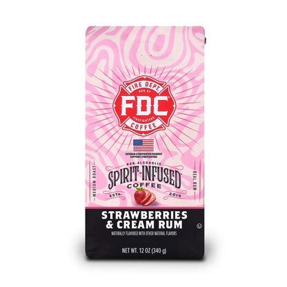 Fire Department Coffee Strawberries & Cream Rum Infused Coffee – Ground & Whole Bean