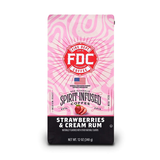 Fire Department Coffee Strawberries & Cream Rum Infused Coffee – Ground & Whole Bean