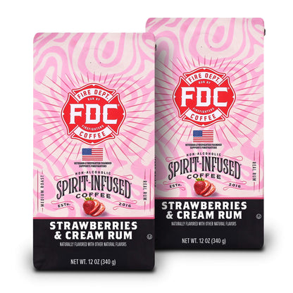 Fire Department Coffee Strawberries & Cream Rum Infused Coffee – Ground & Whole Bean