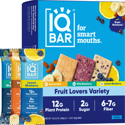 Fruit Lovers Variety Pack | IQBAR Plant Protein Bars Low Carb