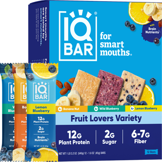 Fruit Lovers Variety Pack | IQBAR Plant Protein Bars Low Carb
