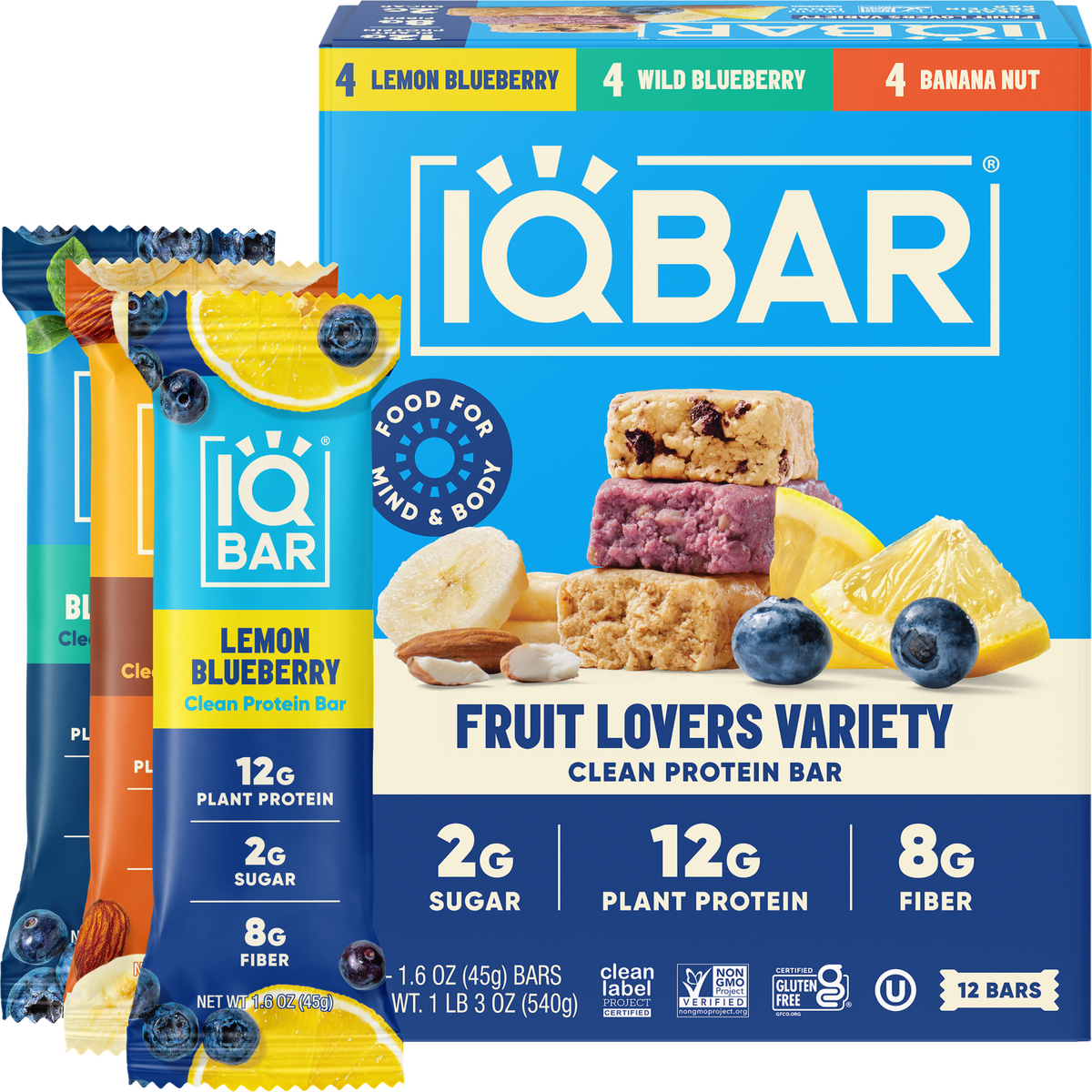 Fruit Lovers Variety Pack | IQBAR Plant Protein Bars Low Carb