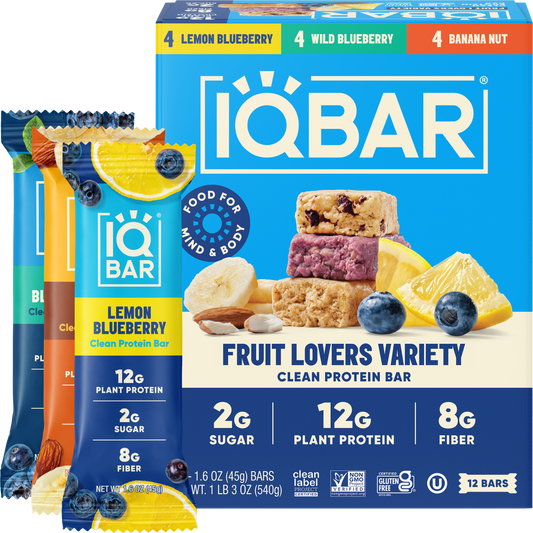Fruit Lovers Variety Pack | IQBAR Plant Protein Bars Low Carb