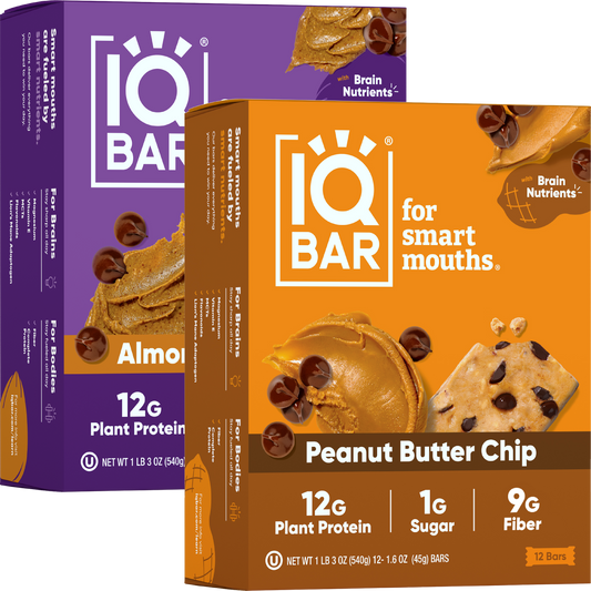 IQBAR Almond Butter Chip & Peanut Butter Chip Protein Bars (24 Bars)