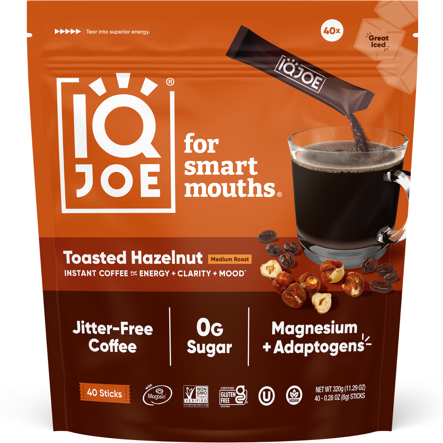 IQJOE Toasted Hazelnut Instant Coffee Sticks