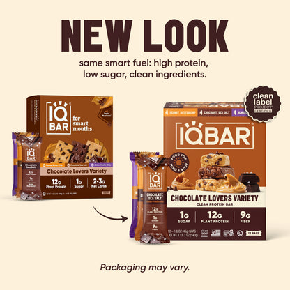 IQBar Chocolate Lovers Variety Pack – Protein & Nutrient Bars (12 Bars)