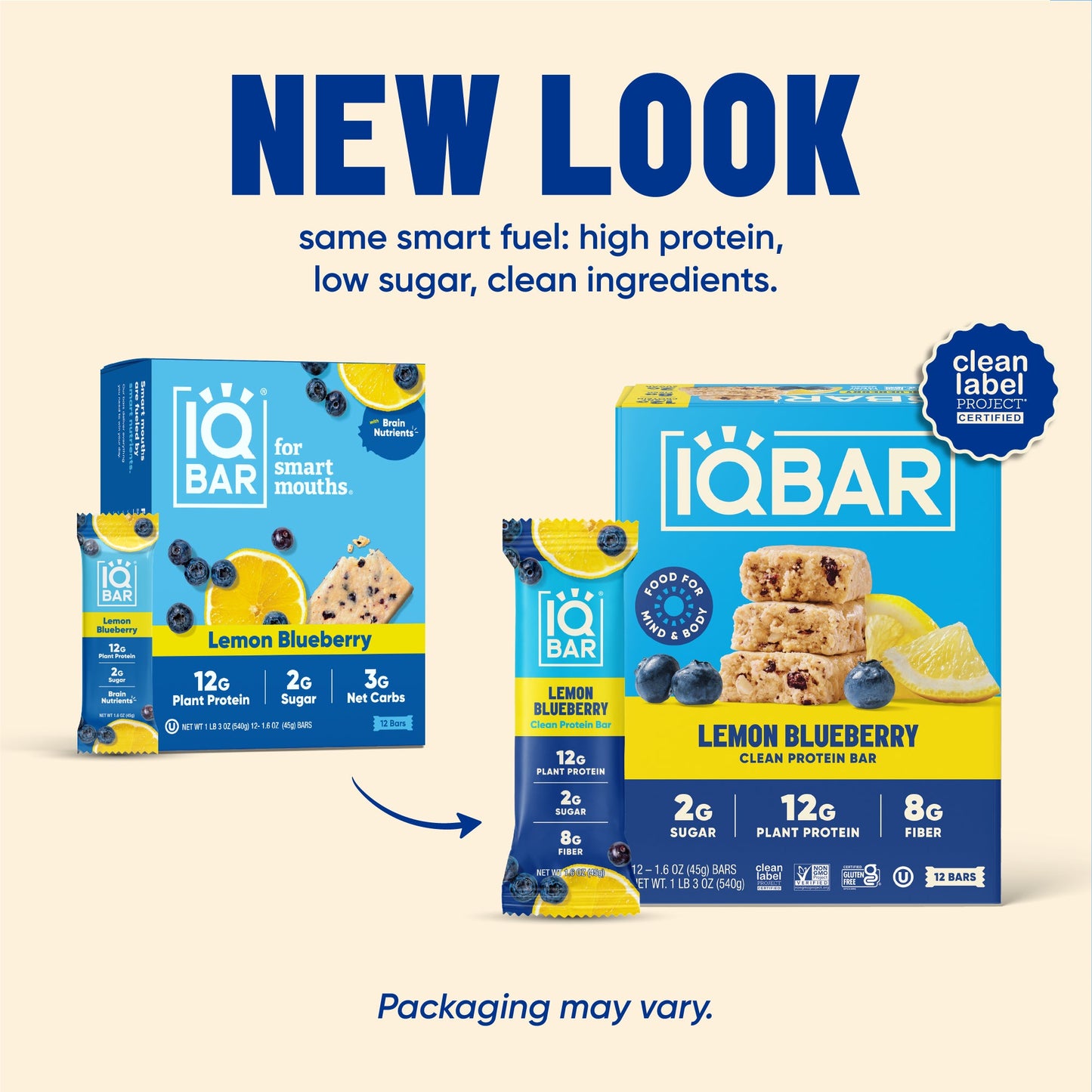 IQBAR Plant Protein Bars Bundle – Matcha Chai & Lemon Blueberry (24 Count)