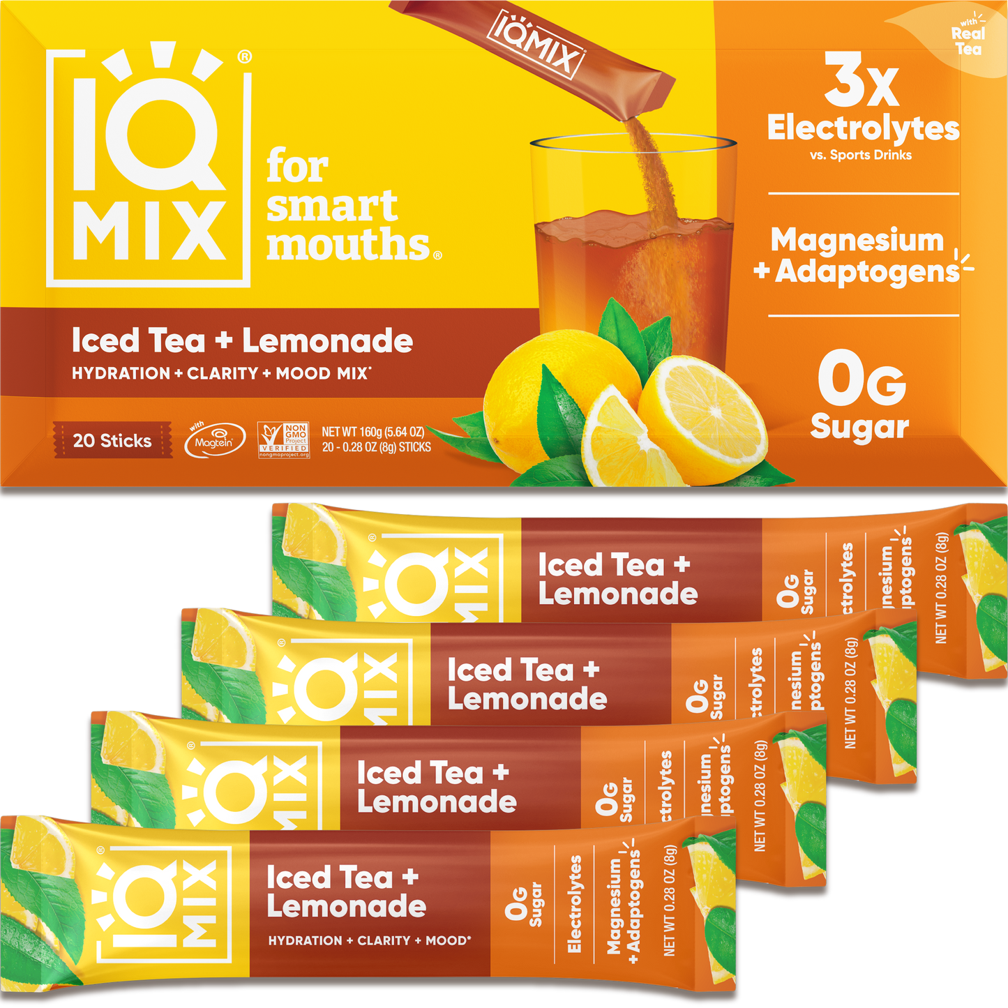 IQ Mix Iced Tea Lemonade | 20 Sticks – Hydrating Electrolyte Mix