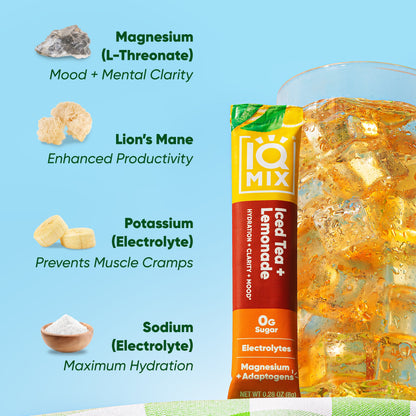 IQ Mix Iced Tea Lemonade | 20 Sticks – Hydrating Electrolyte Mix