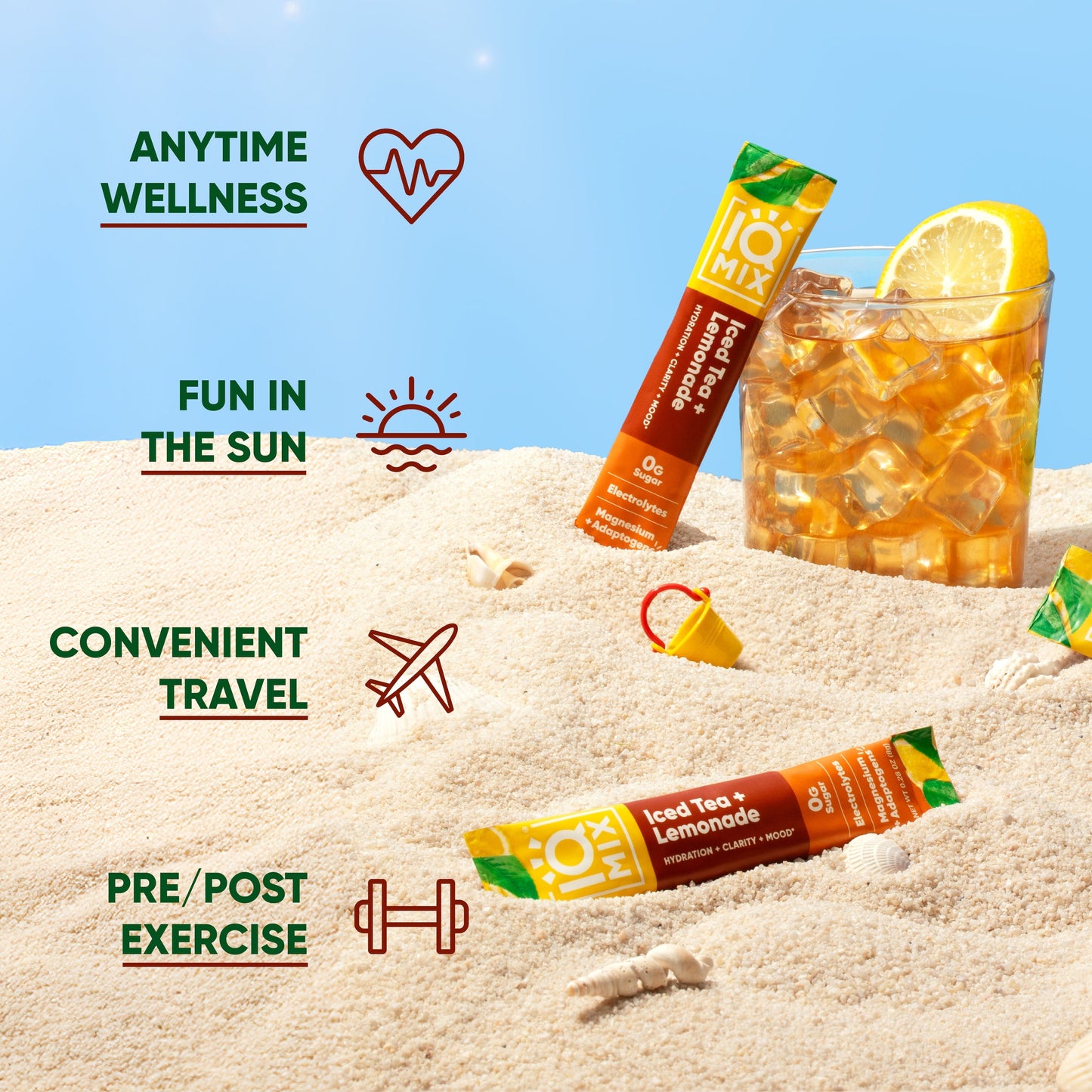 IQ Mix Iced Tea Lemonade | 20 Sticks – Hydrating Electrolyte Mix