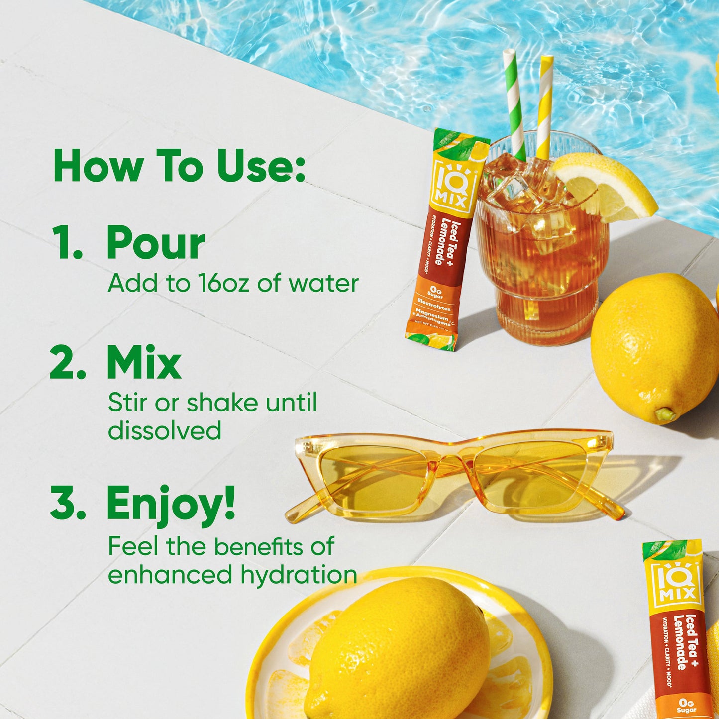IQ Mix Iced Tea Lemonade | 20 Sticks – Hydrating Electrolyte Mix
