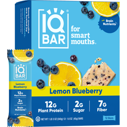 IQBAR Lemon Blueberry Protein Bar | Keto Plant-Based High Protein Snack