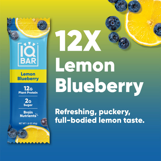 IQBAR Lemon Blueberry Protein Bar | Keto Plant-Based High Protein Snack