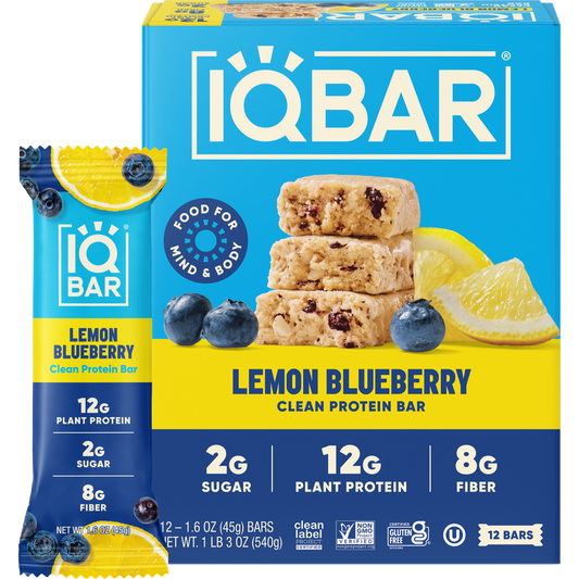 IQBAR Lemon Blueberry Protein Bar | Keto Plant-Based High Protein Snack