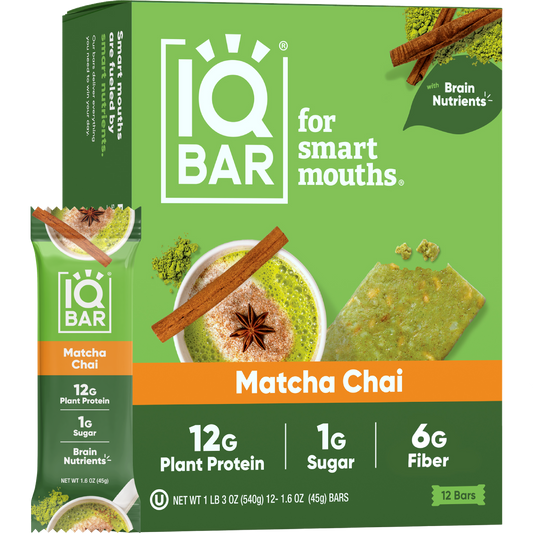 IQBAR Matcha Chai — Protein-Packed Energy Bars (12-Pack)