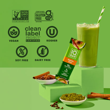 IQBAR Plant Protein Bars Bundle – Matcha Chai & Lemon Blueberry (24 Count)