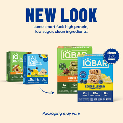 IQBAR Plant Protein Bars Bundle – Matcha Chai & Lemon Blueberry (24 Count)