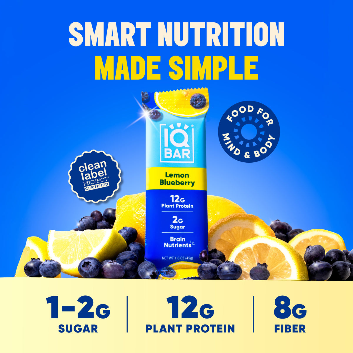 IQBAR Plant Protein Bars Bundle – Matcha Chai & Lemon Blueberry (24 Count)