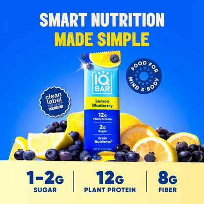 IQBAR Plant Protein Bars Bundle – Matcha Chai & Lemon Blueberry (24 Count)