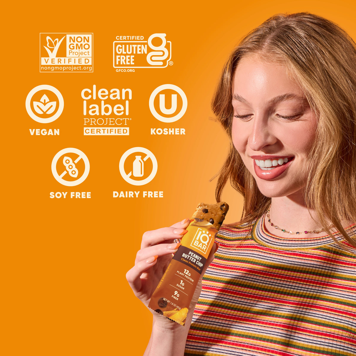 IQBAR Peanut Butter Chip — Protein-Packed Energy Bars (12-Pack)