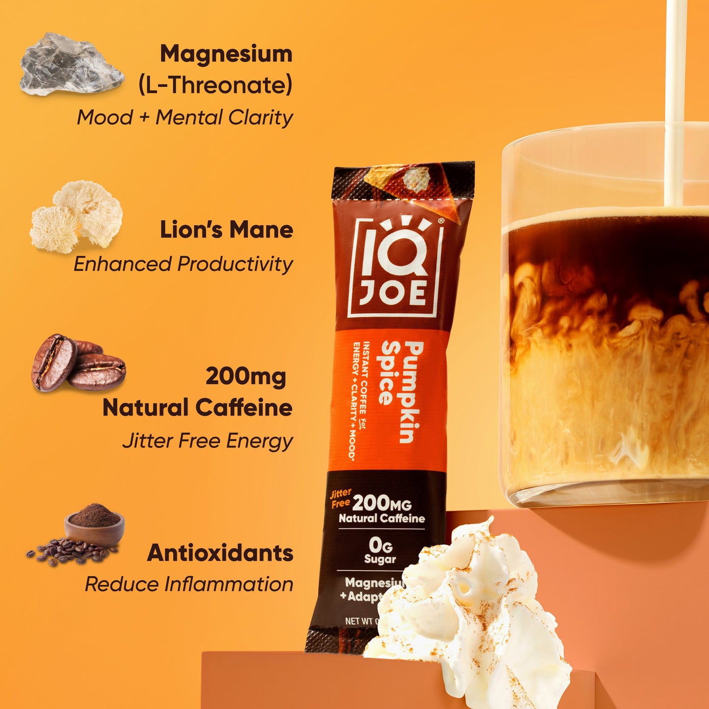 IQJOE Pumpkin Spice Instant Coffee Mix Sticks