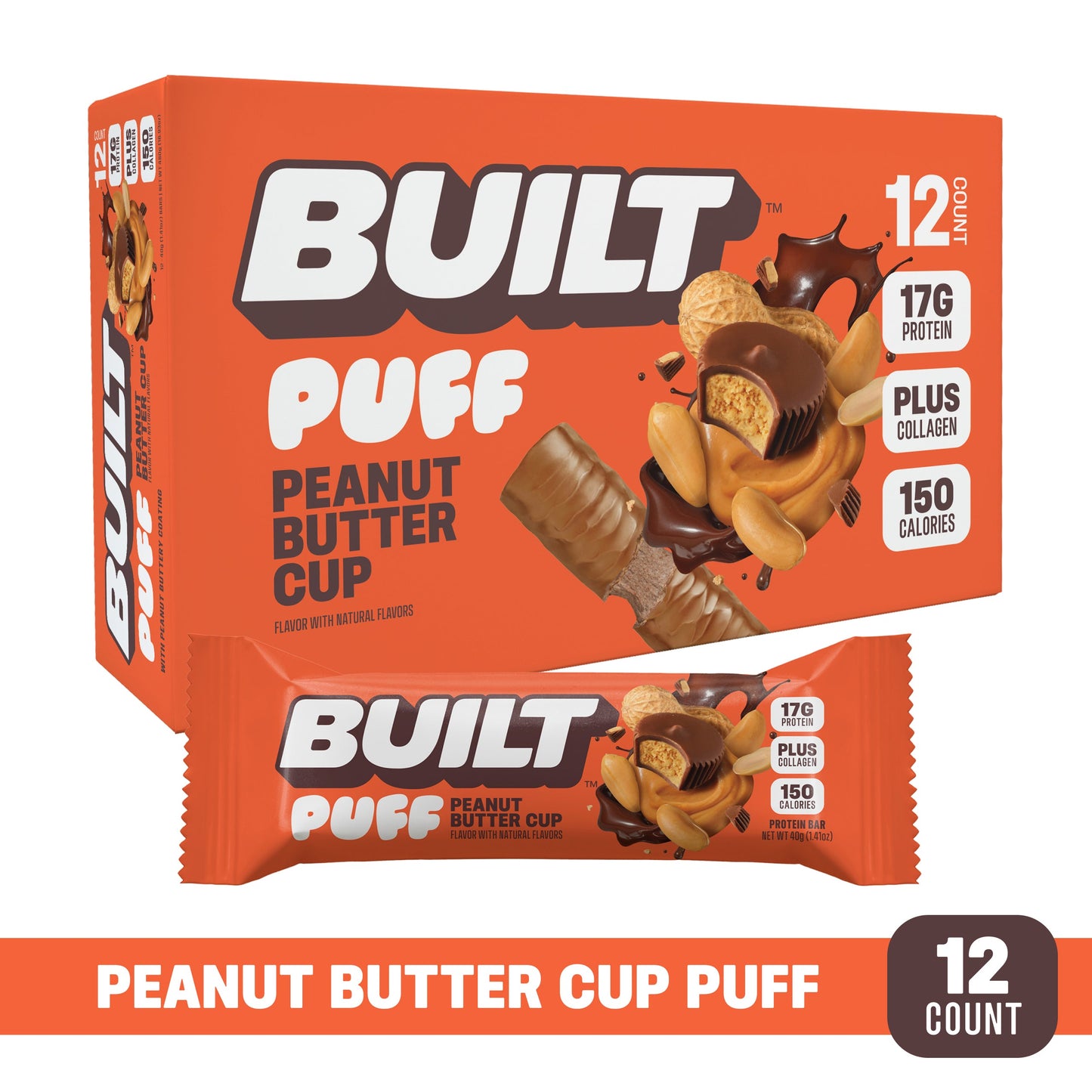 Peanut Butter Cup Puff Protein Bar | Built High Protein Snack