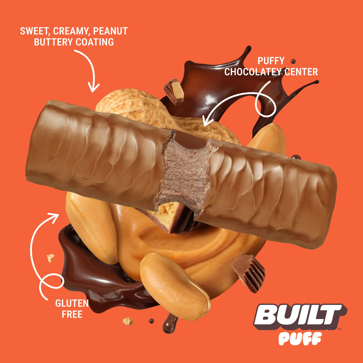 Peanut Butter Cup Puff Protein Bar | Built High Protein Snack
