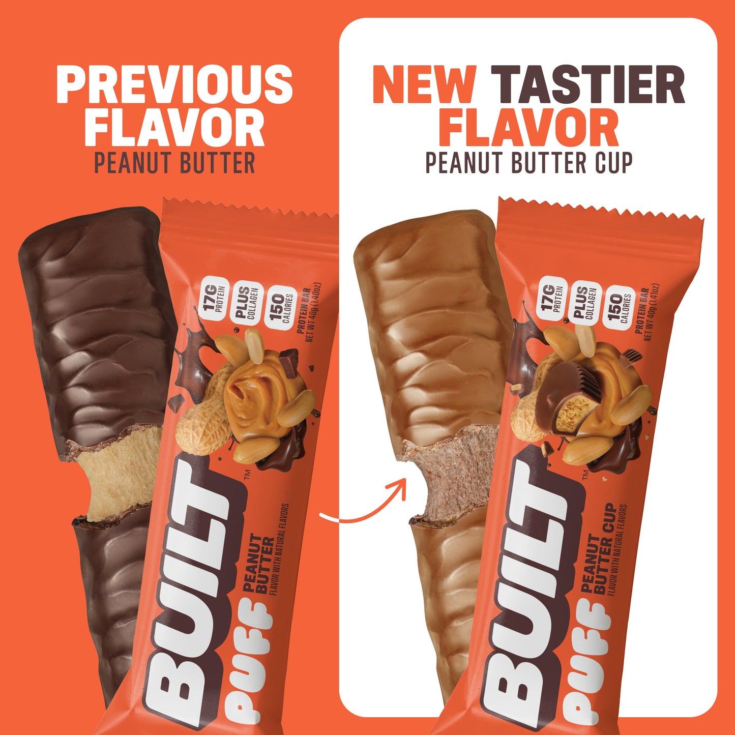 Peanut Butter Cup Puff Protein Bar | Built High Protein Snack