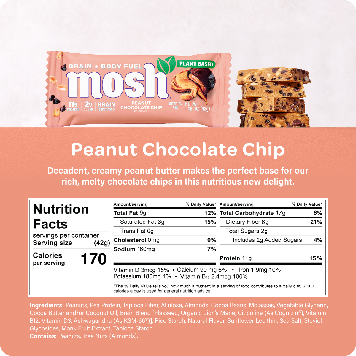 Mosh Peanut Chocolate Chip Protein Bars