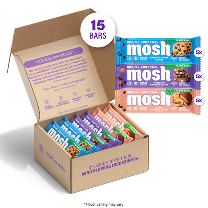 MOSH Plant Powered Variety Pack Protein Bars – 15 Pack