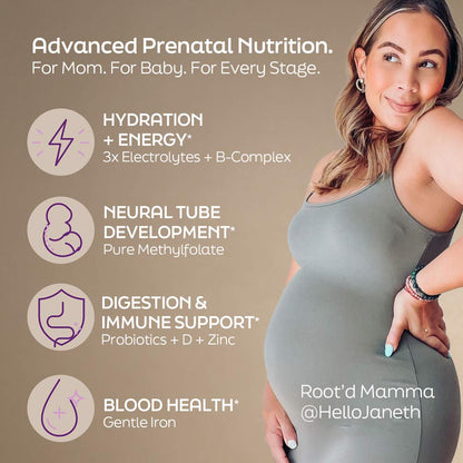 Root'd Essential Prenatal Nutrition + Electrolytes with DHA