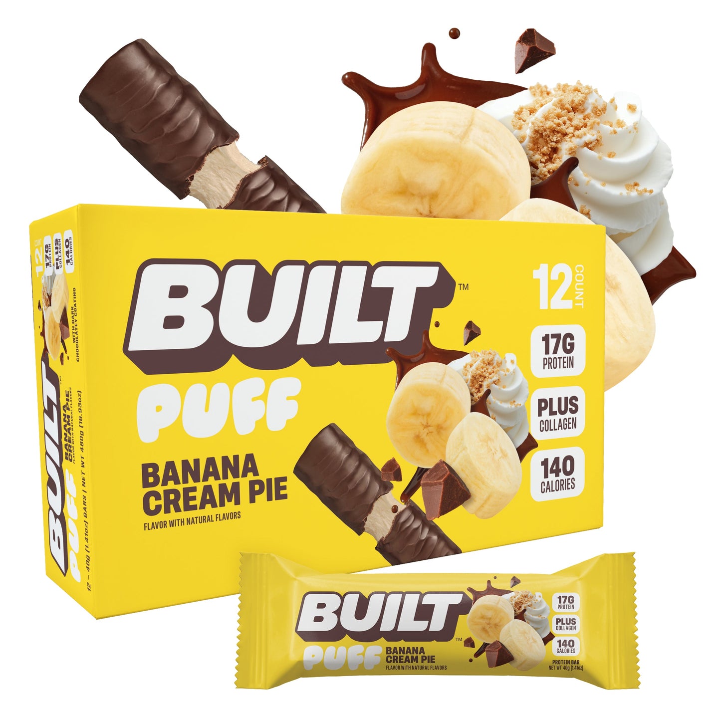 Built Banana Cream Pie Puff Protein Bar – 12 Count Box