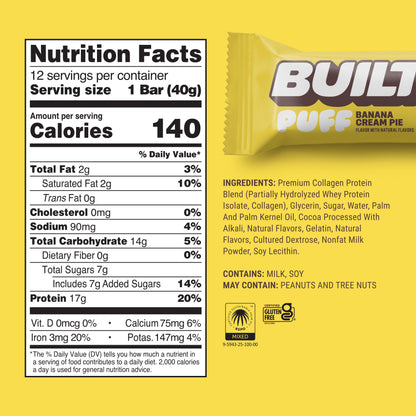 Built Banana Cream Pie Puff Protein Bar – 12 Count Box