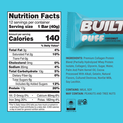 Coconut Puff Protein Bar | Built High Protein Snack