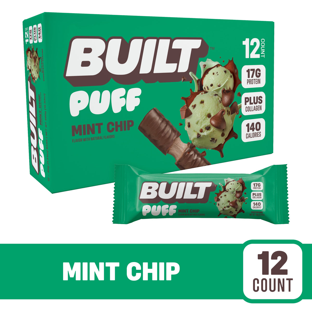 Mint Chip Puff Protein Bar – High-Protein Mint Chocolate Flavor