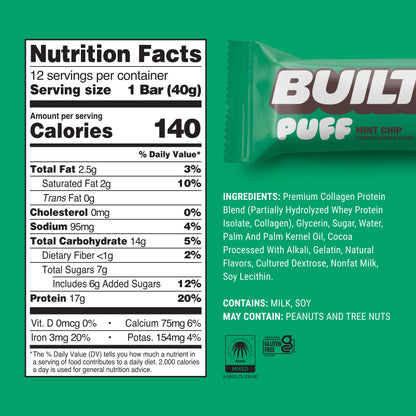 Mint Chip Puff Protein Bar – High-Protein Mint Chocolate Flavor