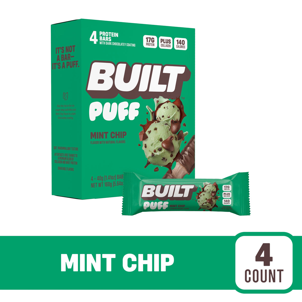 Mint Chip Puff Protein Bar – High-Protein Mint Chocolate Flavor