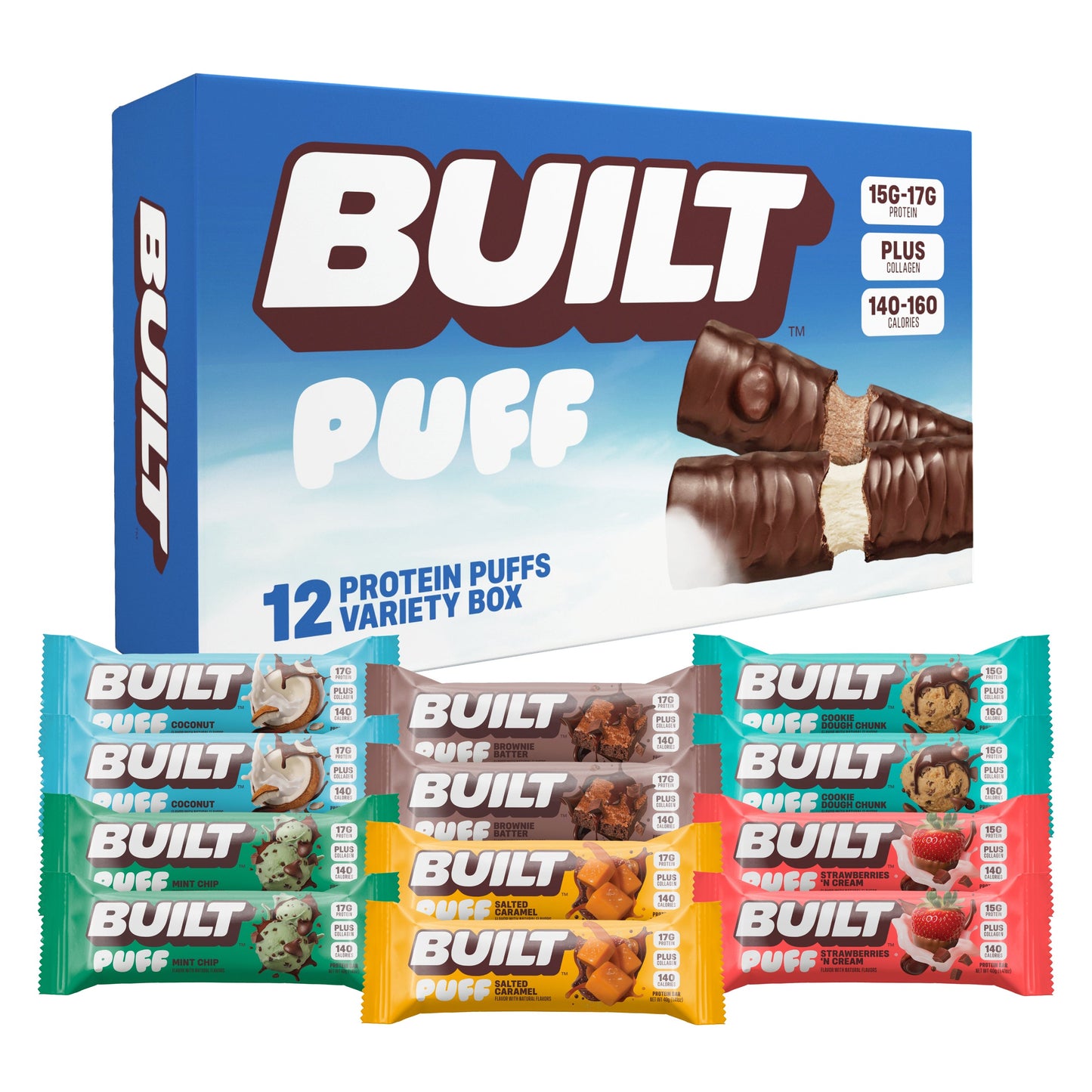 Built Protein Bars & Puffs Mixed Box – 12 Count Variety Pack