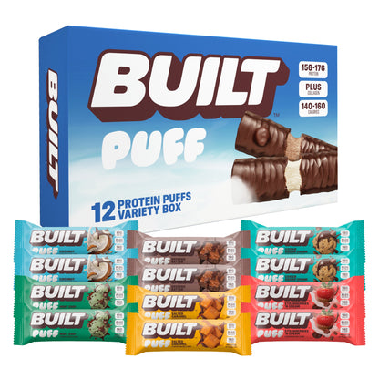 Built Protein Bars & Puffs Mixed Box – 12 Count Variety Pack
