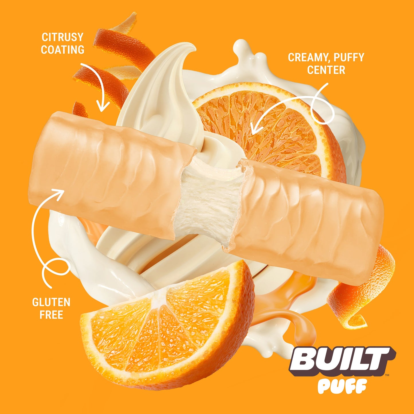 Orange Cream Pop Puff Protein Bar | Built High Protein Snack