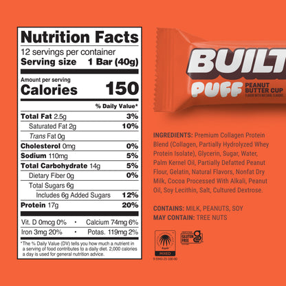 Peanut Butter Cup Puff Protein Bar | Built High Protein Snack